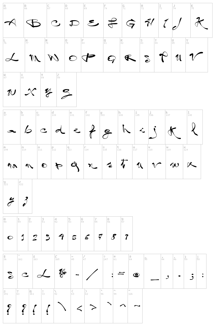 Vtks Legal font map